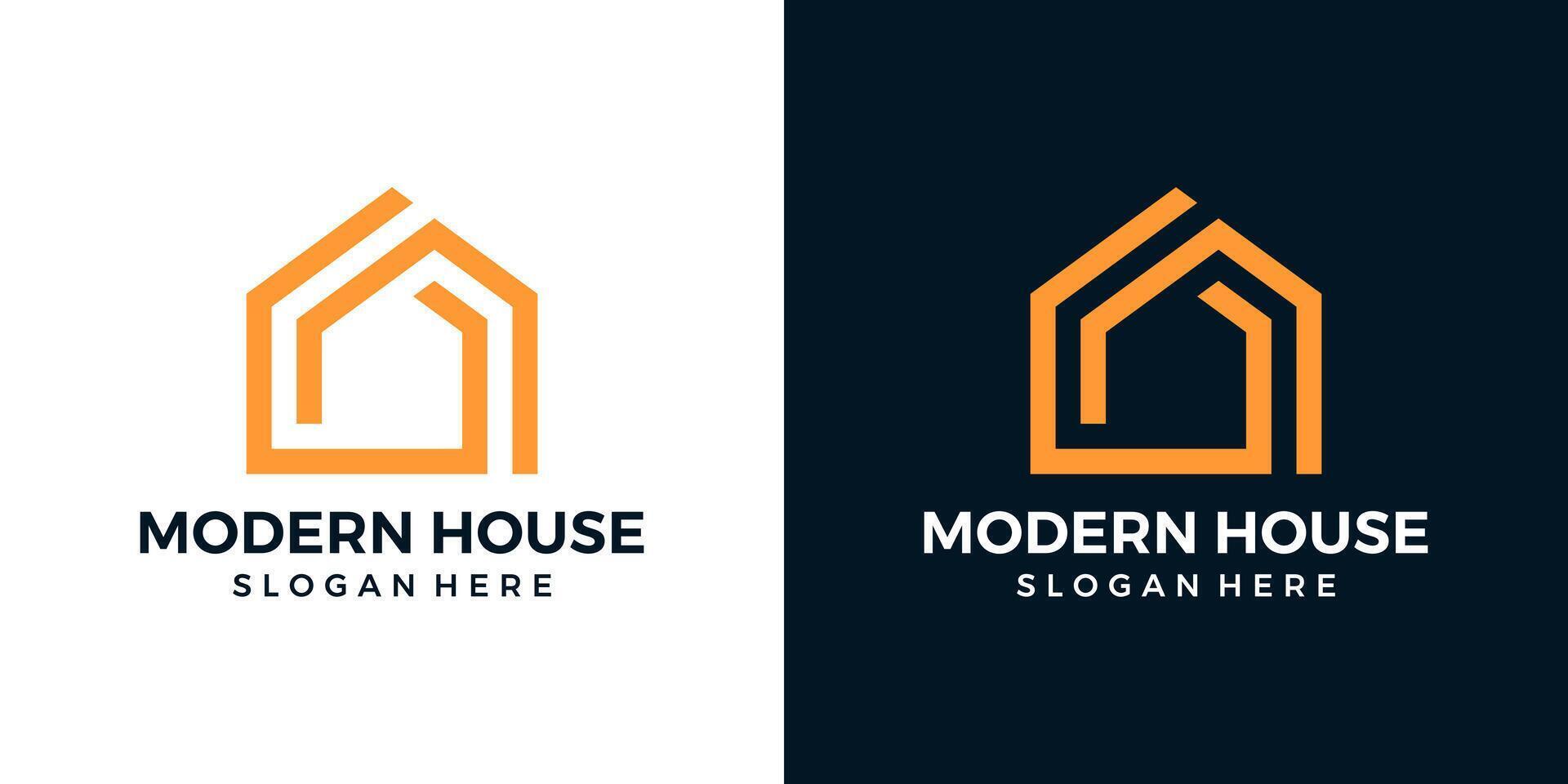 Modern house logo design template. Home building with line style design graphic illustration. Symbol, icon, creative. vector