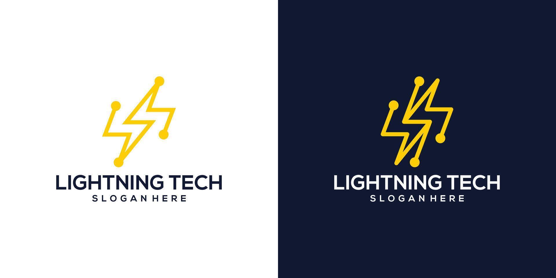 Lightning logo design template with technology models style design graphic illustration. Symbol, icon, creative. vector