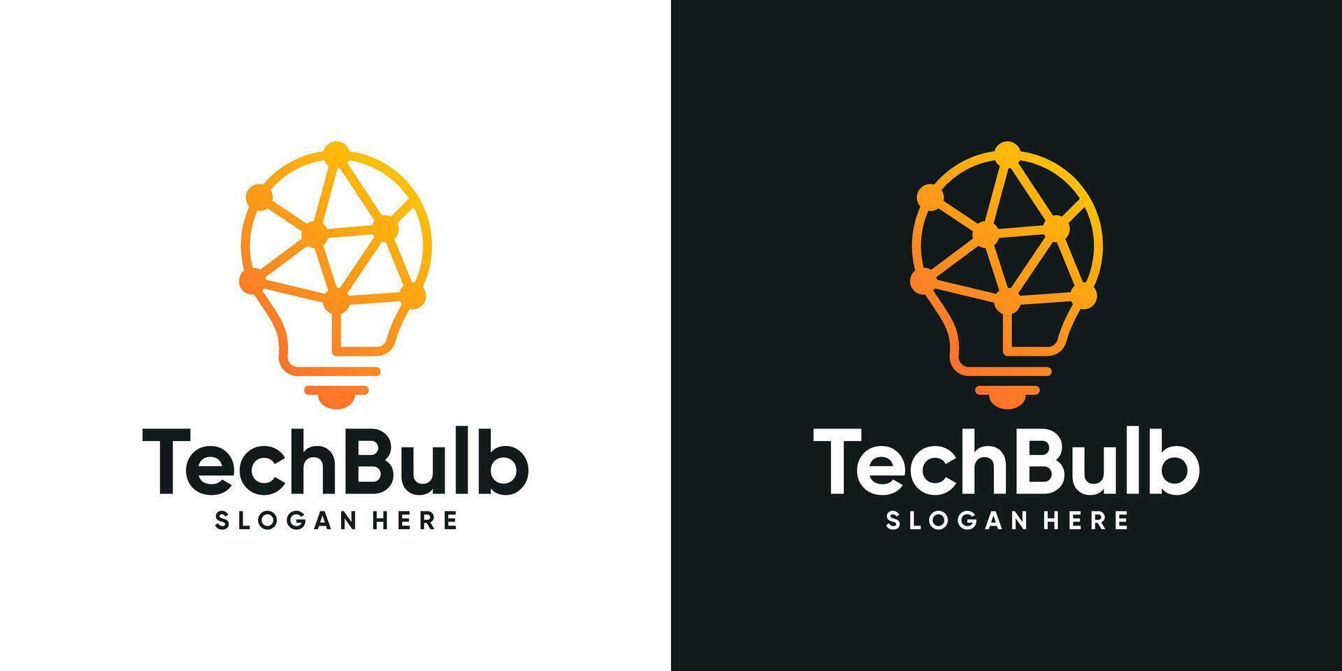 inteligente tecnología logo diseño modelo. ligero bulbo logo con resumen punto, molécula y red Internet sistema diseño gráfico . símbolo, icono, creativo. vector