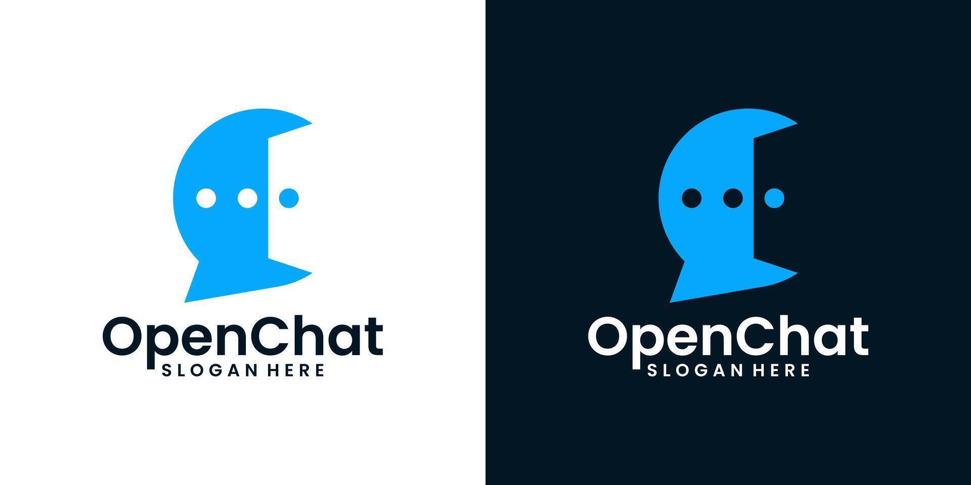 Chat bubble logo design template with open door graphic design . icon, symbol, creative. vector