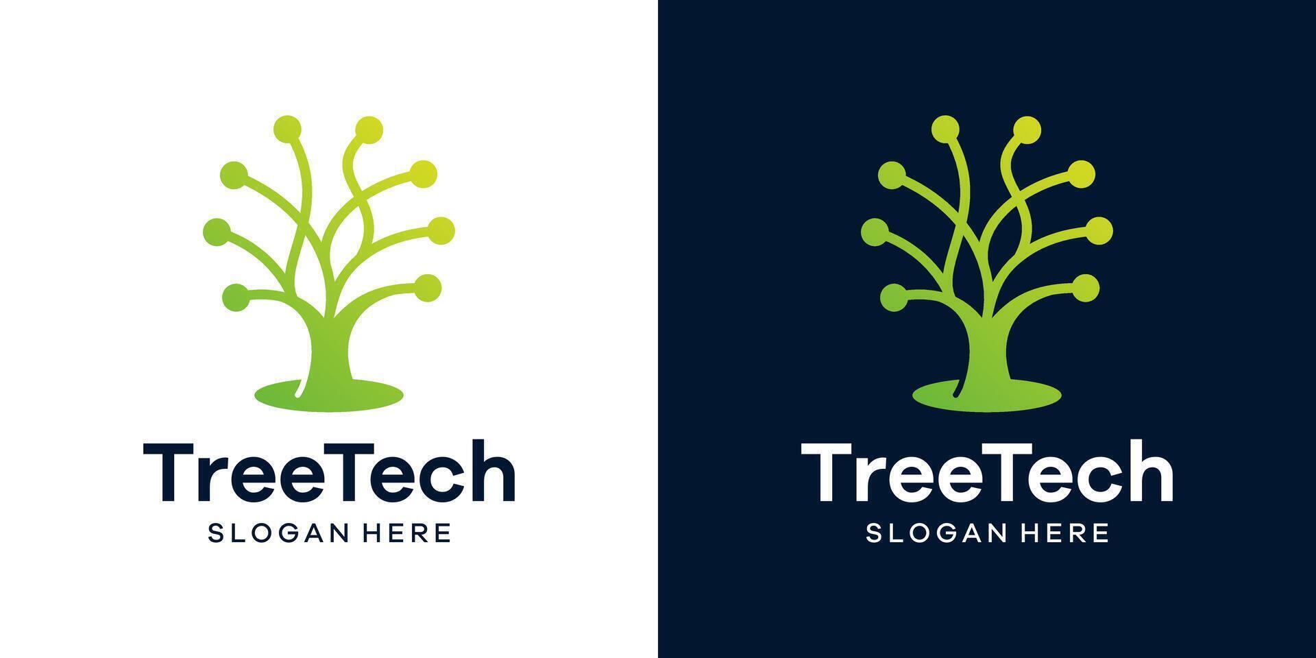 Abstract tree logo design template with technology model graphic design illustration. icon, symbol, creative. vector