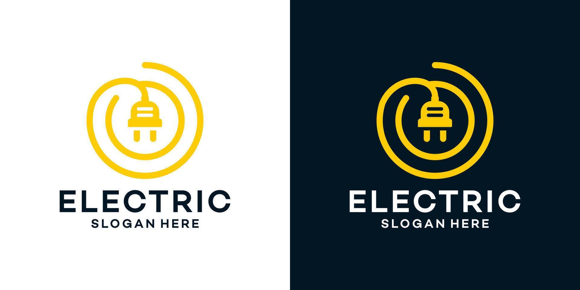 Electric plug logo design template with circle line style graphic design . icon, symbol, creative. vector