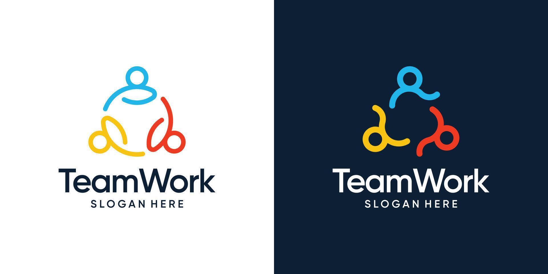 Team work logo design. people family together human unity logo and leadership design graphic illustration. Symbol, icon, creative. vector