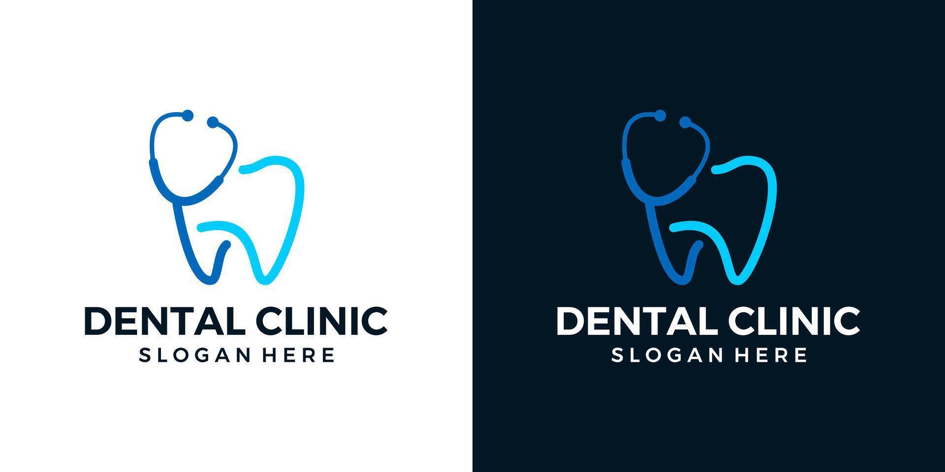 dentista clínica logo diseño modelo. resumen línea modelo diente forma con estetoscopio gráfico diseño ilustración. icono, símbolo, creativo. vector