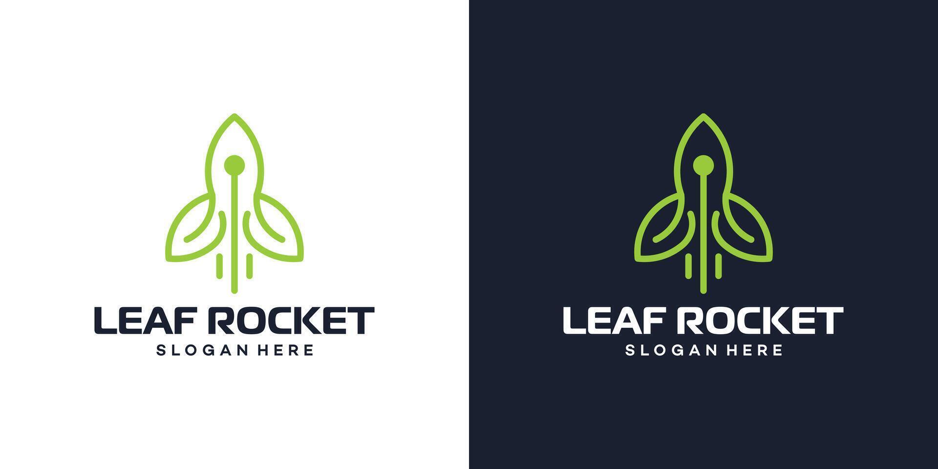 Rocket logo design template with nature leaf design graphic illustration. Symbol, icon, creative. vector