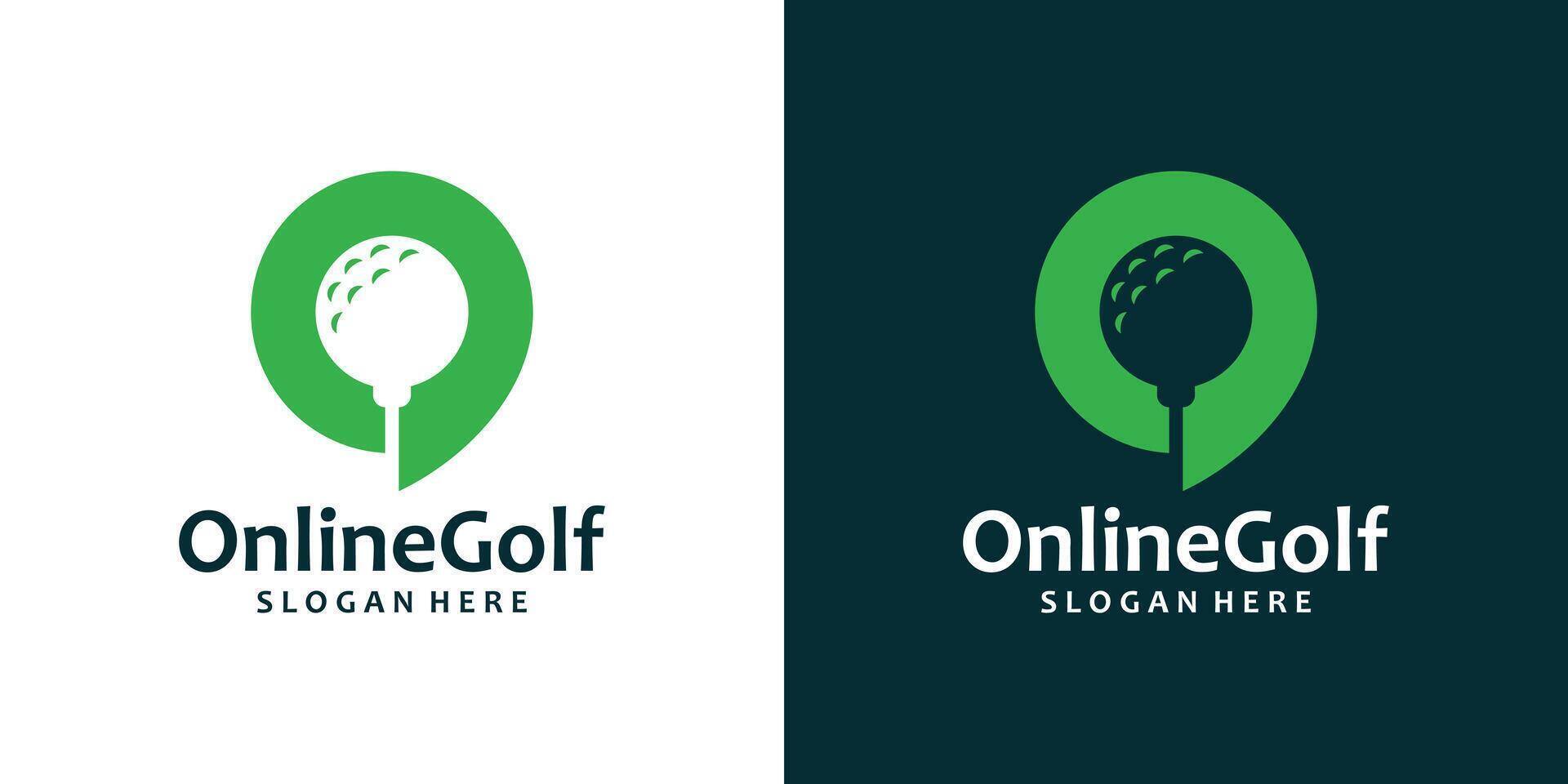 en línea golf logo diseño modelo. golf pelota con charla burbuja diseño gráfico ilustración. símbolo, icono, creativo. vector