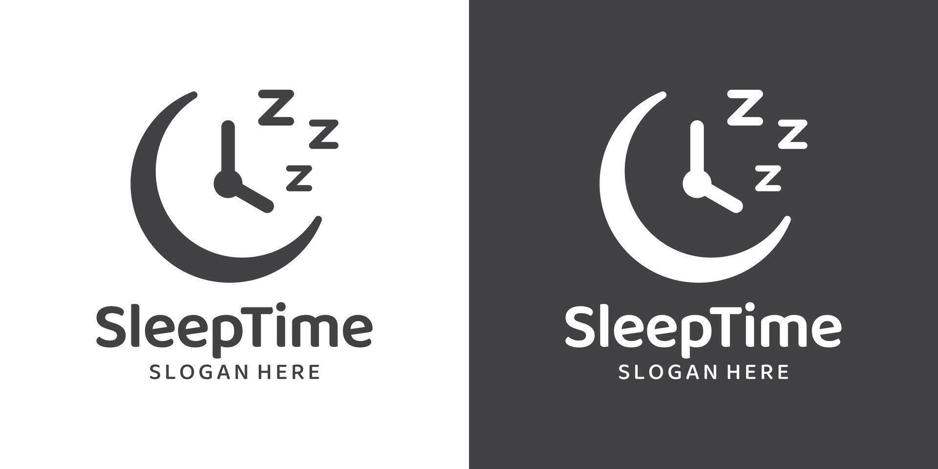 Sleep time logo design template. alarm clock with moon design graphic illustration. Symbol, icon, creative. vector
