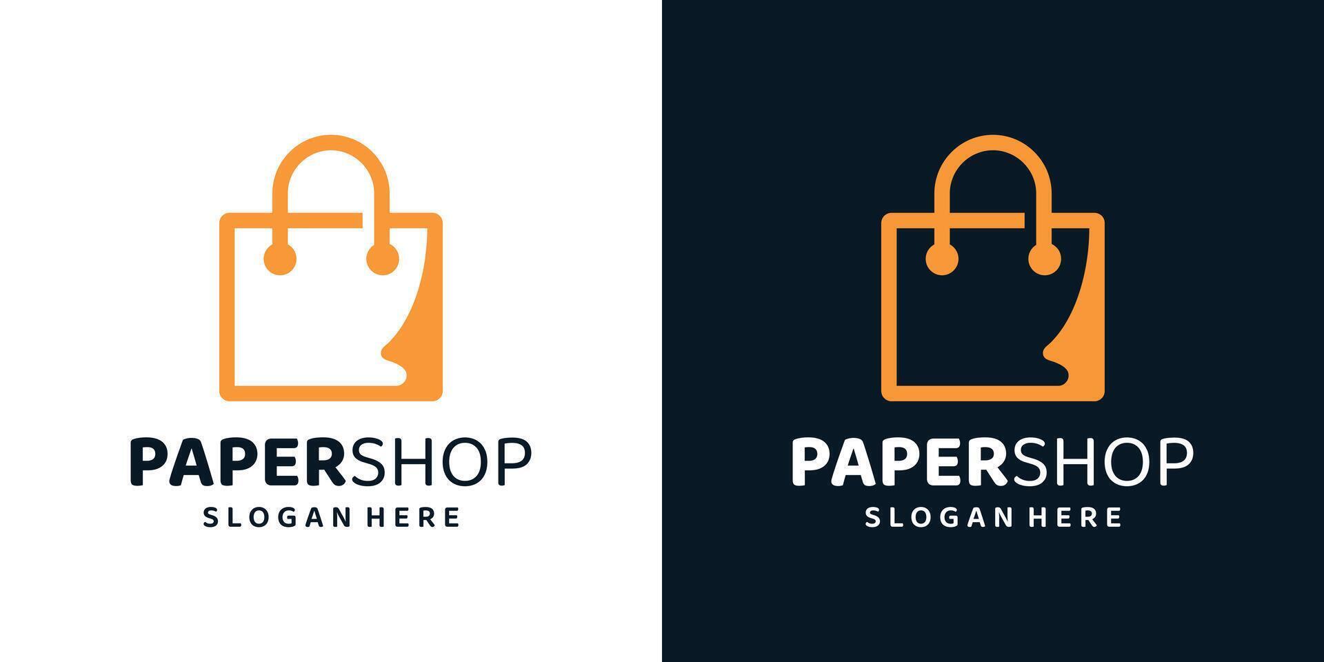 Shopping bag logo design template with a file of document paper graphic design . Symbol, icon, creative. vector