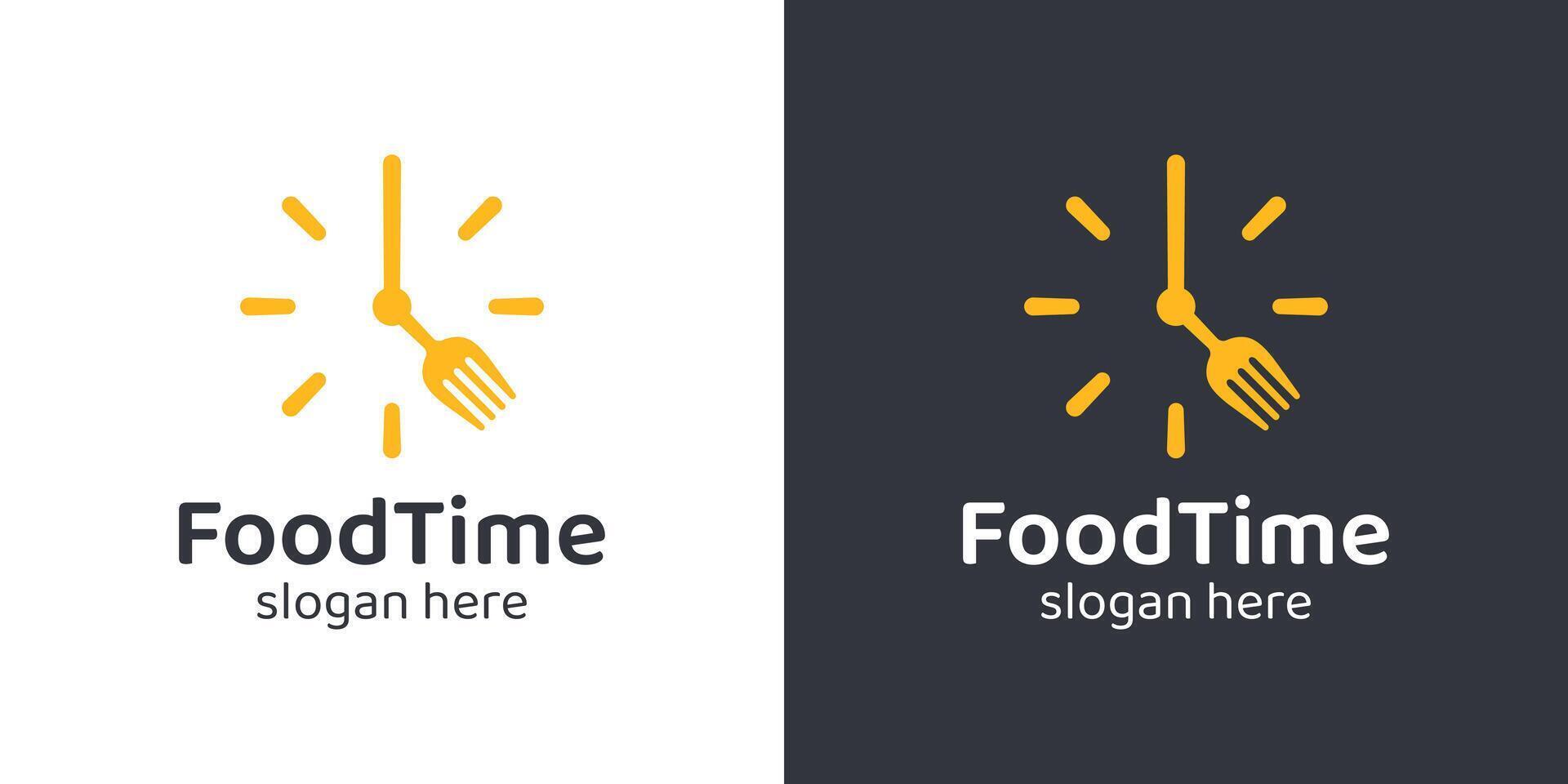 comer hora logo diseño modelo. hora reloj con cuchara tenedor diseño gráfico ilustración. símbolo, icono, creativo. vector