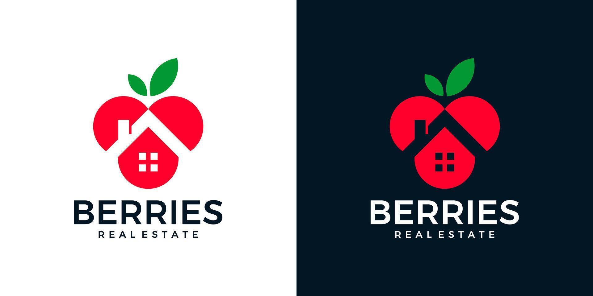 Berries logo design template with house building graphic design . icon, symbol, creative. vector