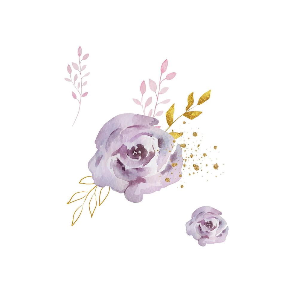 Watercolor set of bouquets dark roses vector