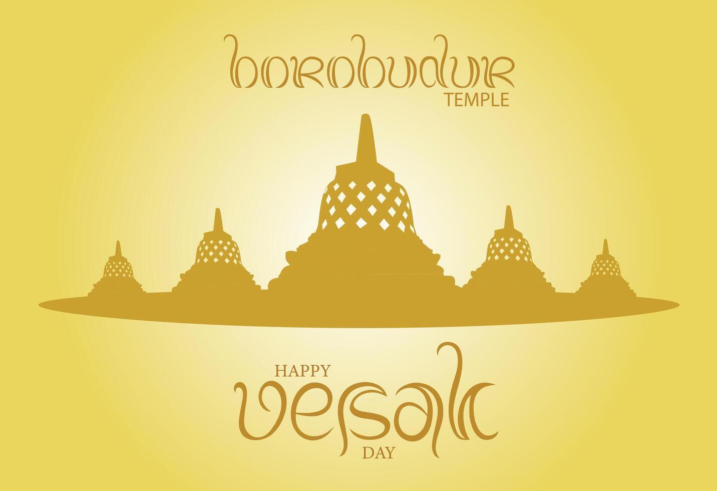 borobudur temple stupa is the largest Buddhist temple in the world in the gold sky light gradient indonesia celebrating vesak day vector