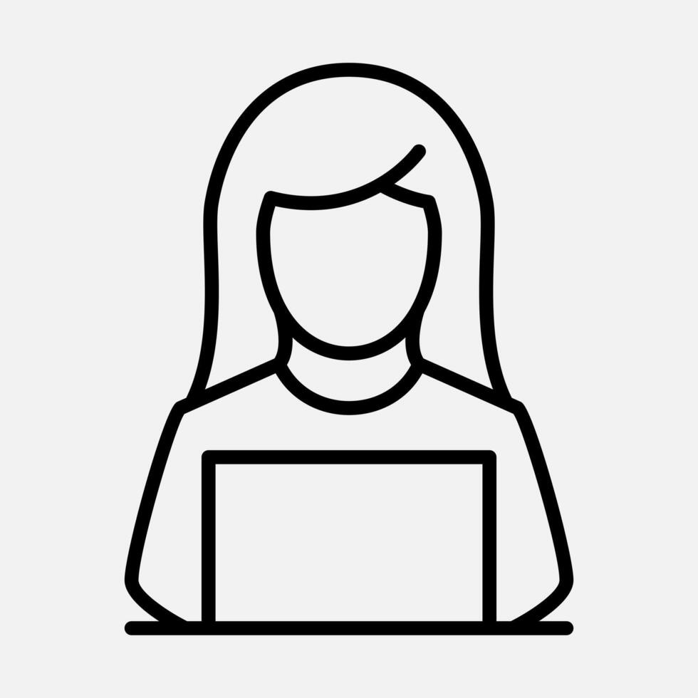 Businesswoman Online Line Icon vector