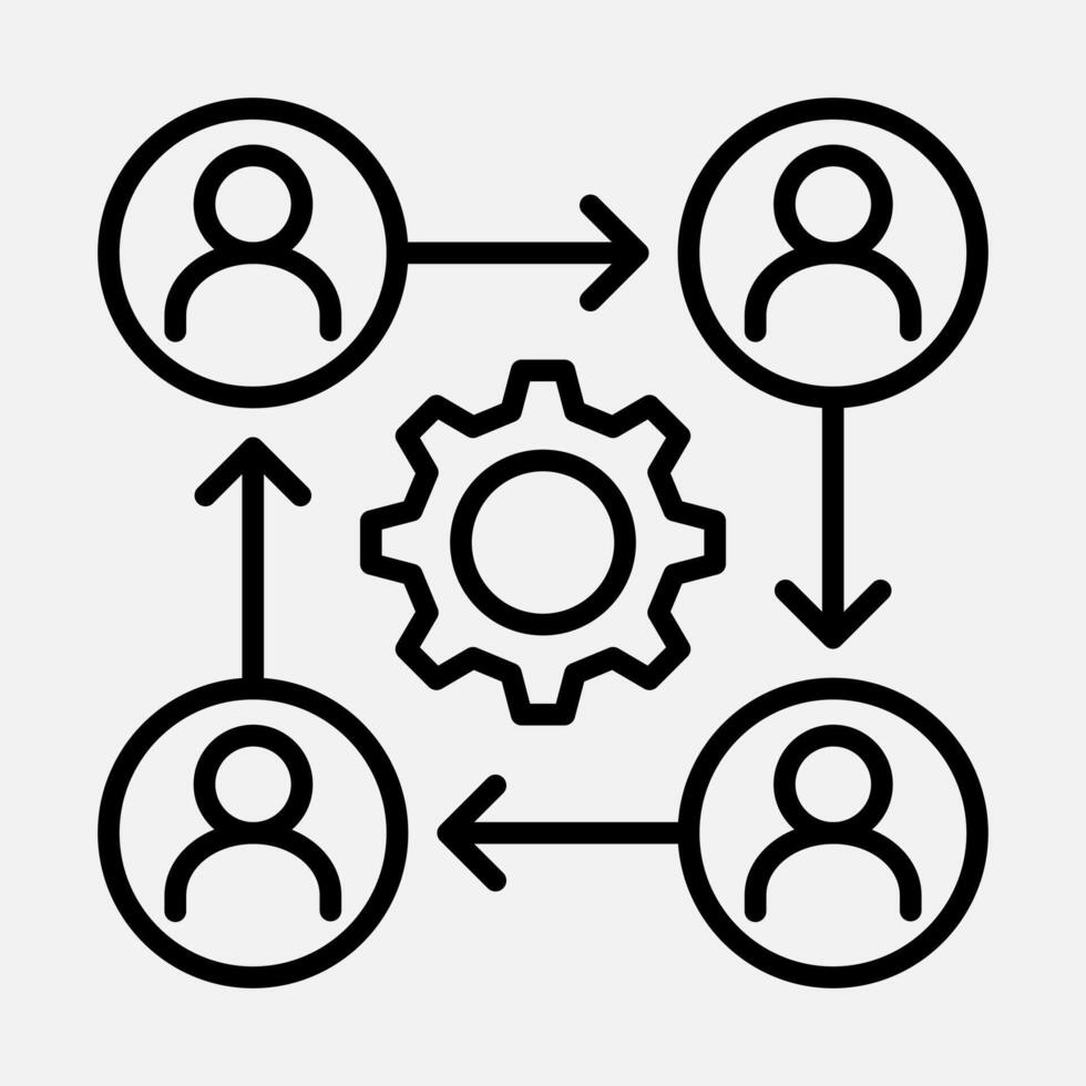 Team Network Performance Line Icon vector