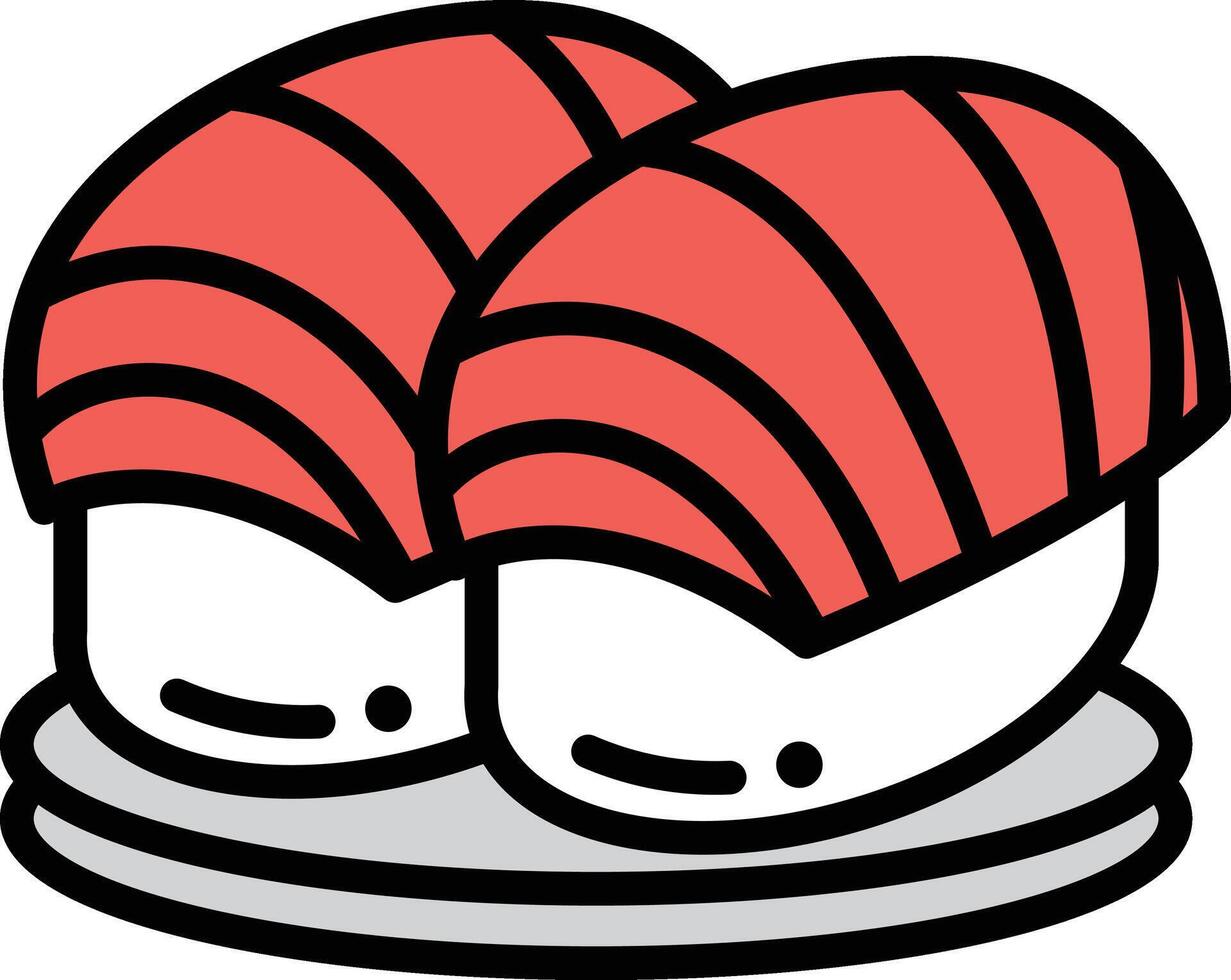 A sushi roll with a black background in the concept of Asian food vector