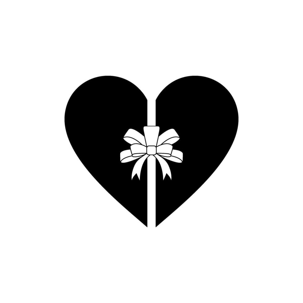 corazón forma, amor icono símbolo con cinta silueta, sencillo y plano estilo, lata utilizar para logo gramo, Arte ilustración, decoración, florido, aplicaciones, pictograma, San Valentín día, o gráfico diseño elemento vector