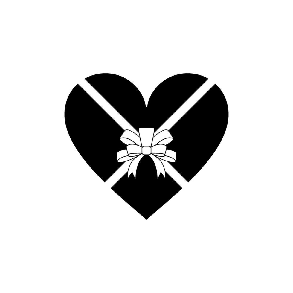 corazón forma, amor icono símbolo con cinta silueta, sencillo y plano estilo, lata utilizar para logo gramo, Arte ilustración, decoración, florido, aplicaciones, pictograma, San Valentín día, o gráfico diseño elemento vector