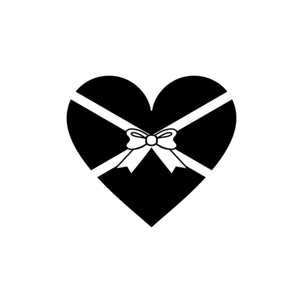 corazón forma, amor icono símbolo con cinta silueta, sencillo y plano estilo, lata utilizar para logo gramo, Arte ilustración, decoración, florido, aplicaciones, pictograma, San Valentín día, o gráfico diseño elemento vector