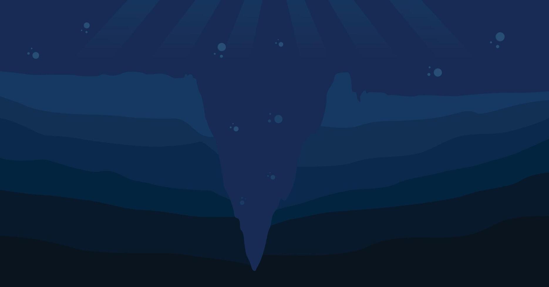 Dark blue water silhouette mariana trench underwater sea illustration vector