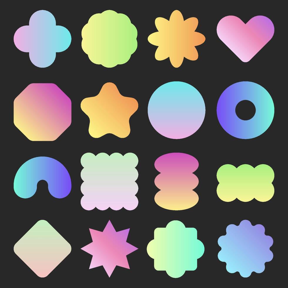 Colorful Gradient Geometric Sticker Label with Fun Cute Abstract Style vector