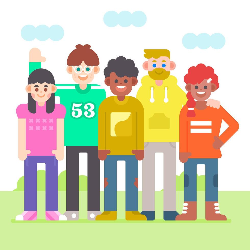 Happy Diverse Family Standing Together Character Illustration vector