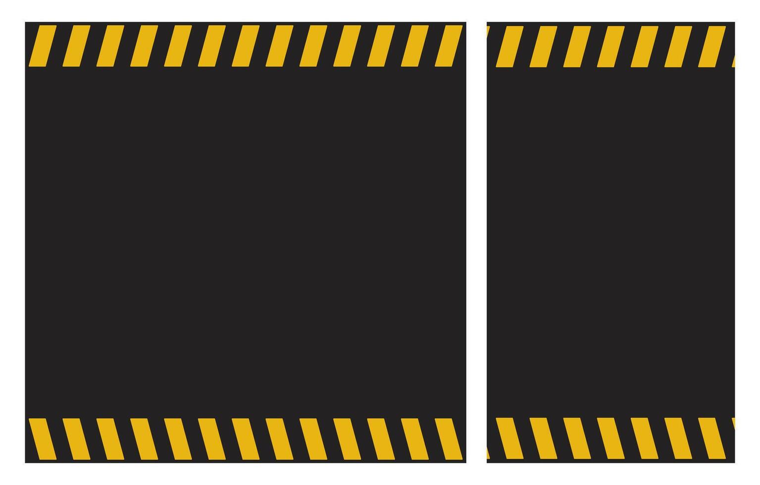 Yellow Warning Lines with Copy Space on Black Background Posters Set for Safety, Construction, Attention Concepts. Square and Vertical Design Templates for Web, Print and Social Media vector