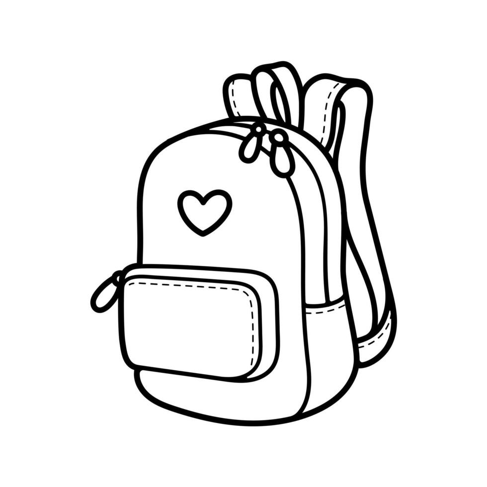 Cartoon casual cool backpack. Hand drawn doodle sketch. illustration. Back to school. Schoolbag decorative element . vector