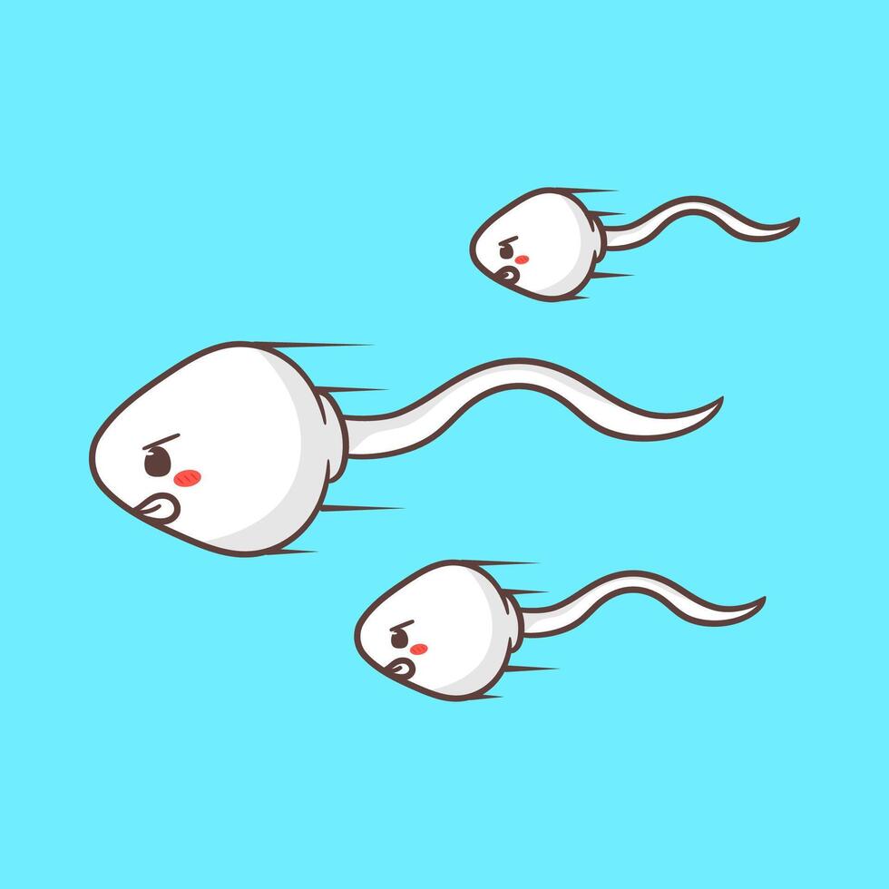 Cute sperms cell leader cartoon character. Health concept design. Art illustration vector
