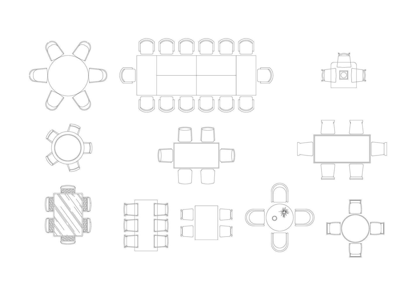 furniture icon interior plan view top set. architecture house table line home outline apartment collection isolated layout design project blueprint. vector