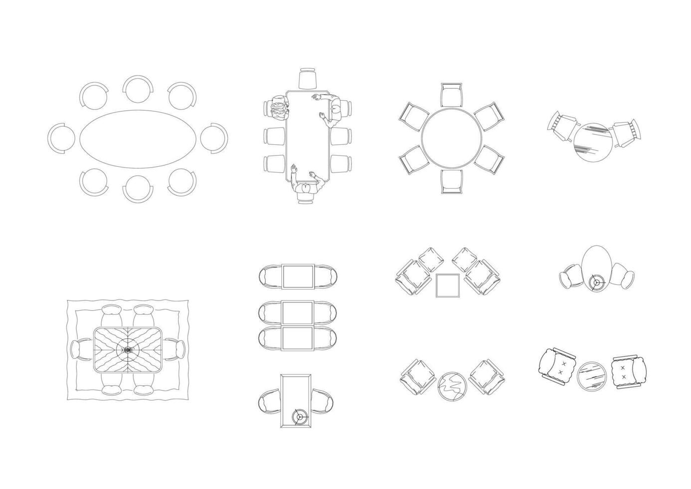 furniture icon interior plan view top set. architecture house table line home outline apartment collection isolated layout design project blueprint. vector