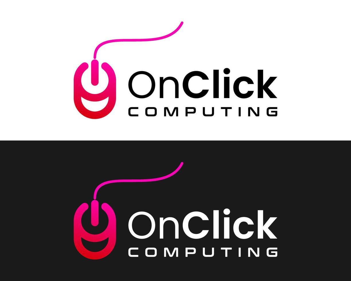 Power icon and mouse click cursor computer technology logo design. vector