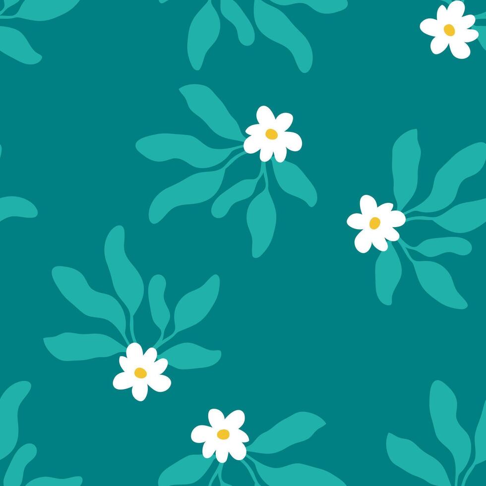 Doodle summer seamless pattern with flowers and leaves. Floral print for tee, paper, textile and fabric. Hand drawn illustration. vector