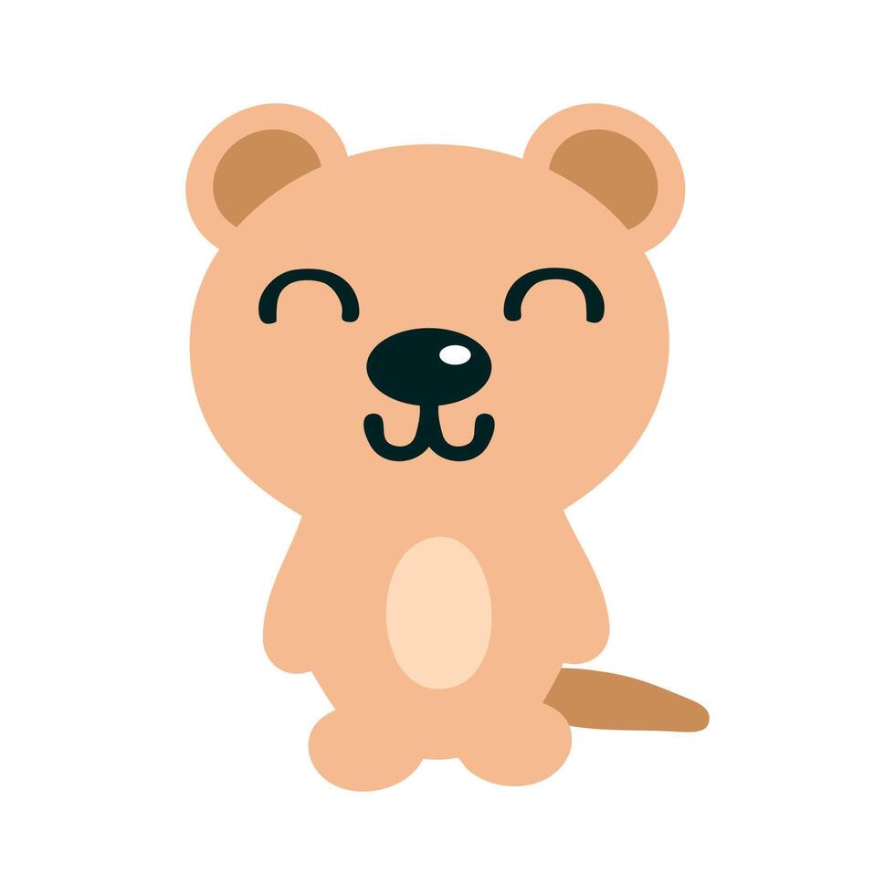 Happy hand drawn australian quokka animal character. Perfect design for any purpose. Doodle illustration isolated on white background. vector