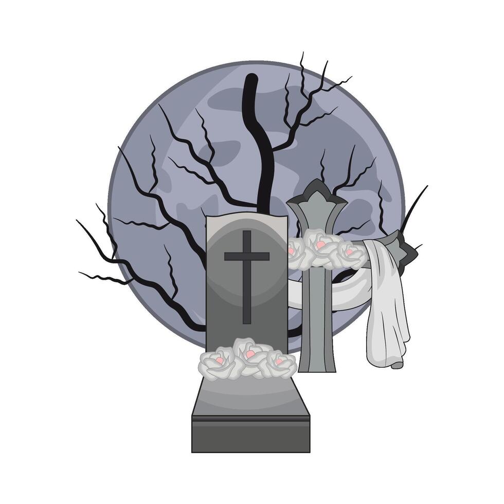 ilustración de cementerio vector