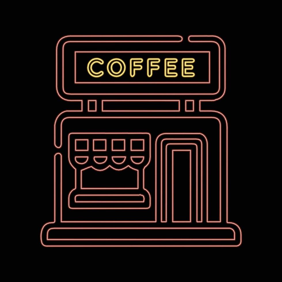 Outline neon style Coffee shop icon vector