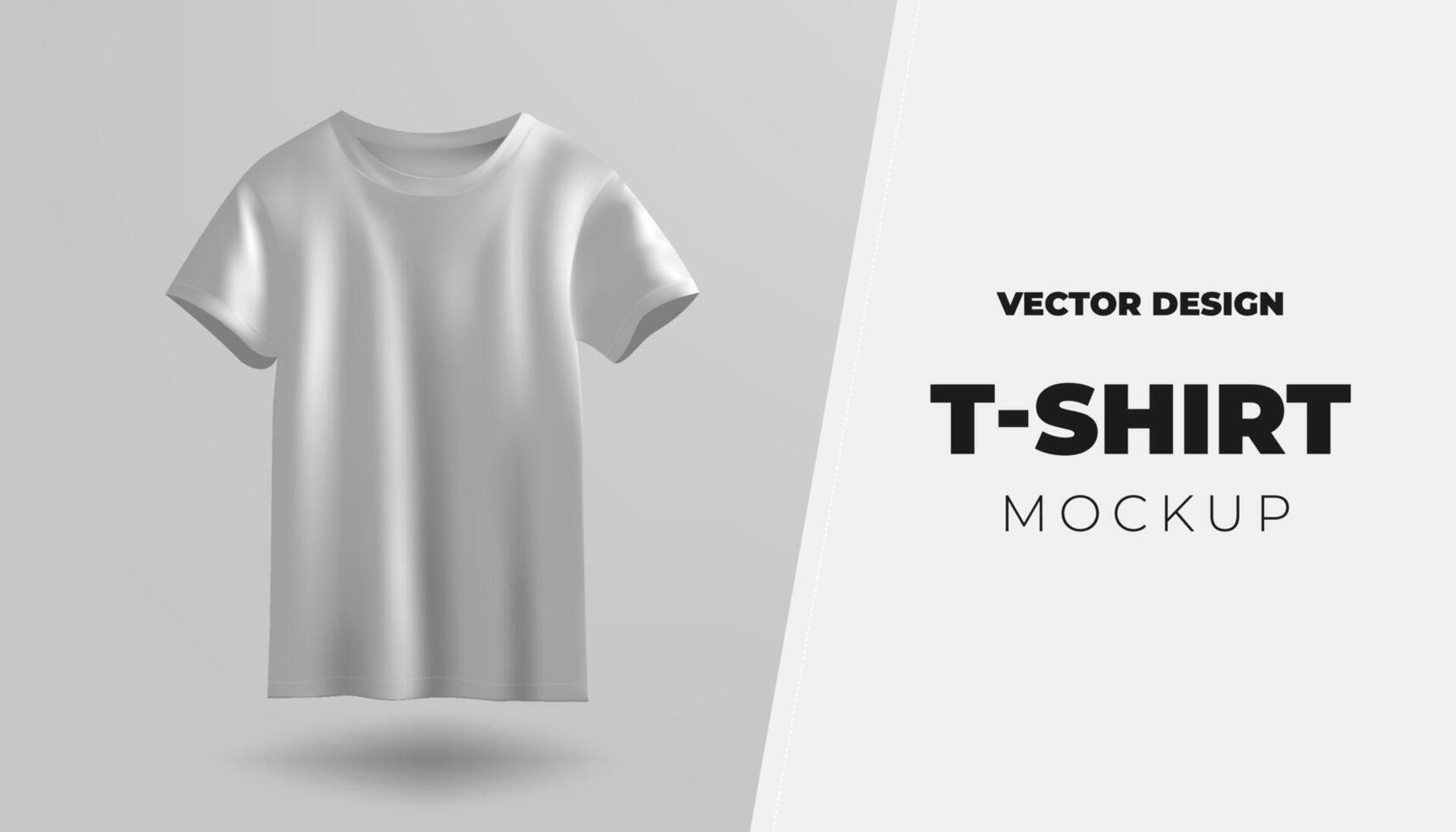 A 3D mockup presents a blank t-shirt in white, isolated against a white background, suitable for various designs. Ideal for showcasing apparel for both male and female wearers. vector