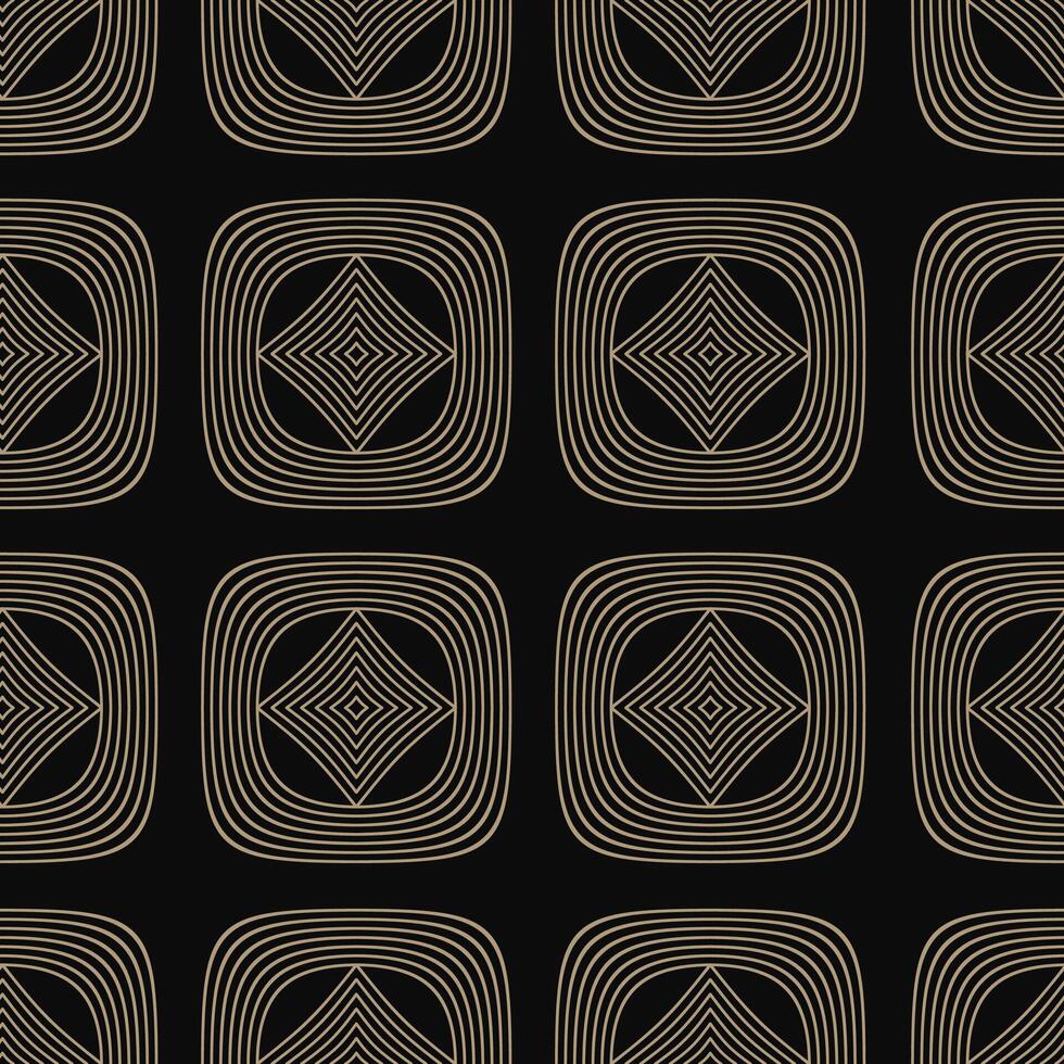 A luxurious seamless pattern in black and gold, featuring ornate geometric shapes and elegant lines. Perfect for textile, wrapping paper, or background designs vector