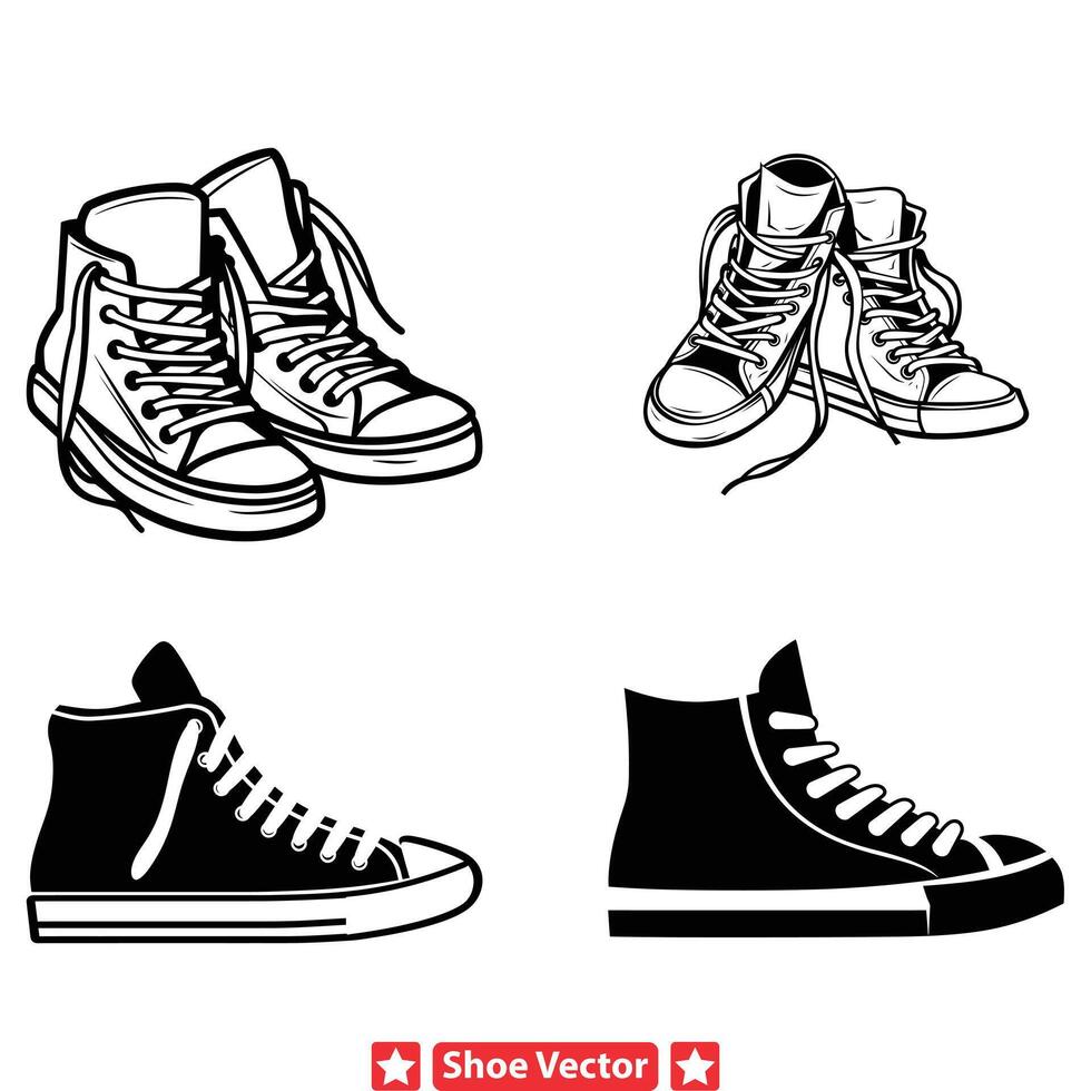 Stylish Shoe Outline Bundle for Apparel Advertisement vector