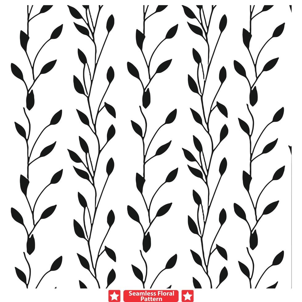 Captivating Botanical Silhouette Patterns Fascinating Designs for Creative Minds vector