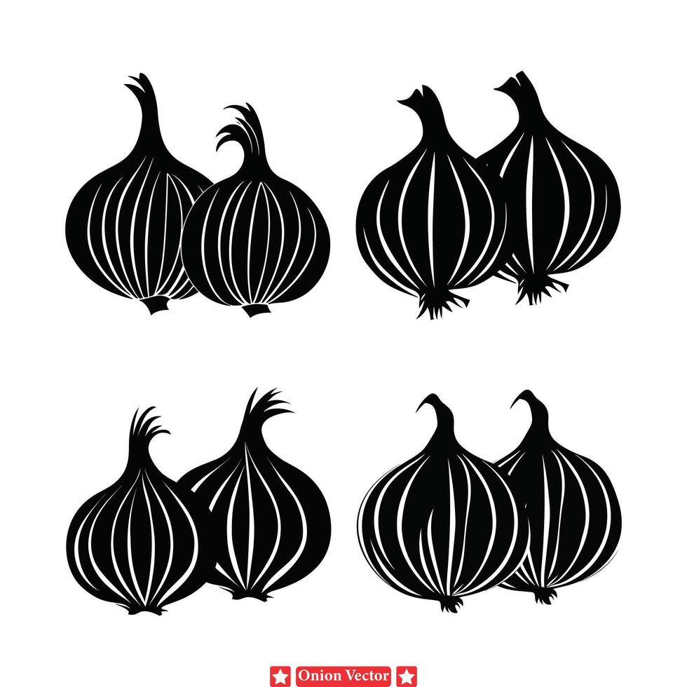 Farm to Table Onion Silhouette Illustrations Sustainable Agriculture Elements for Eco Friendly Food Brands and Menus vector