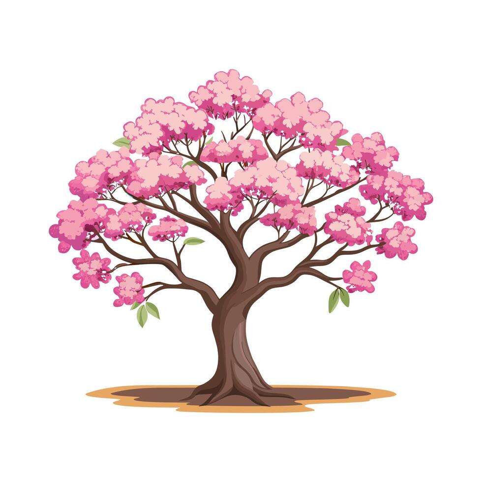 Beautiful cherry blossom tree with pink flowers. Sakura illustration. vector