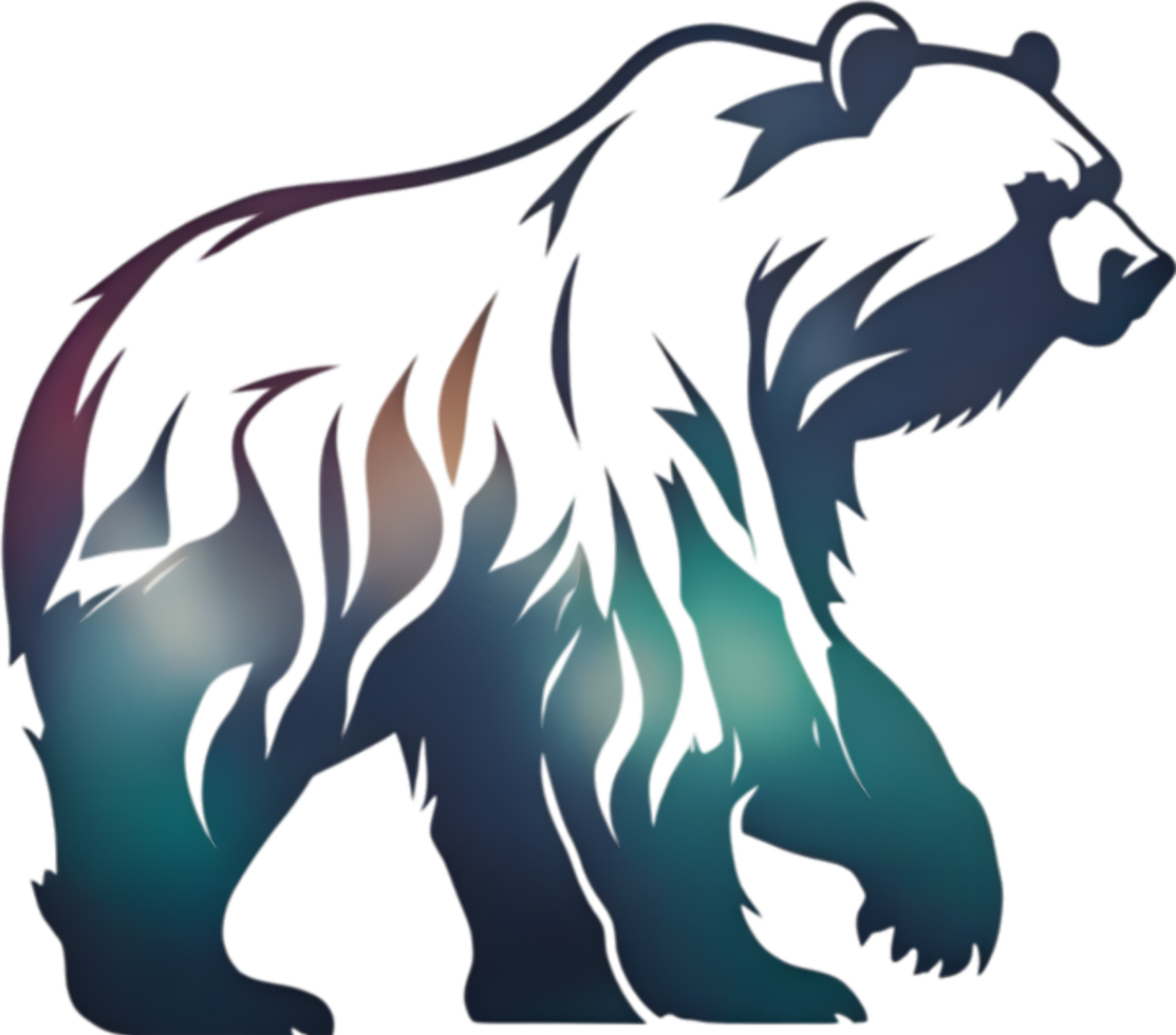 Close-up drawing of a ferocious bear. Ai Generate png