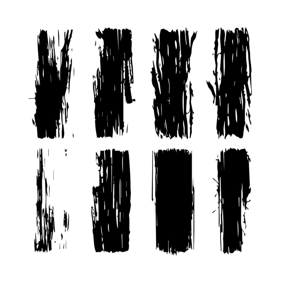 Set of 8 grunge brush painted vector