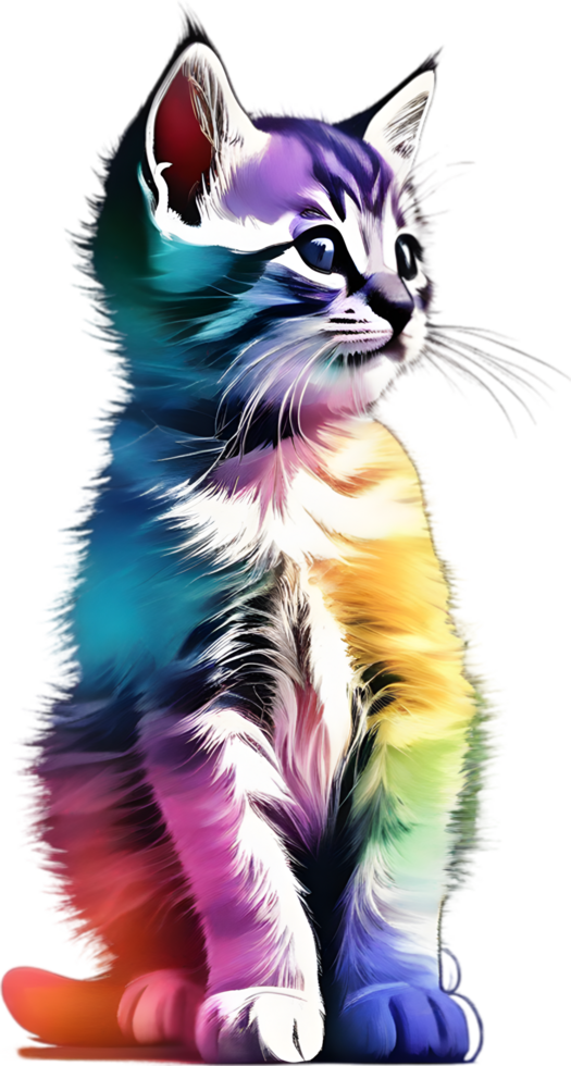 Close-up painting of a cute kitten. Ai Generate png