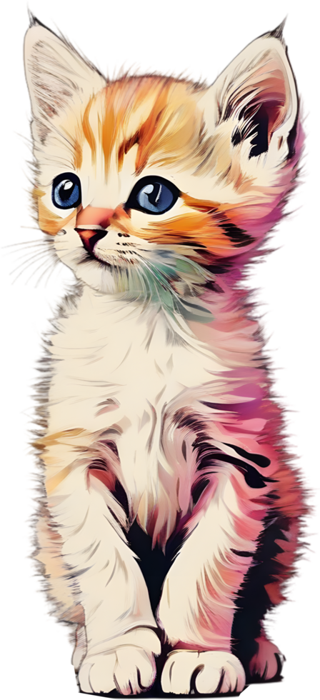Close-up painting of a cute kitten. Ai Generate png