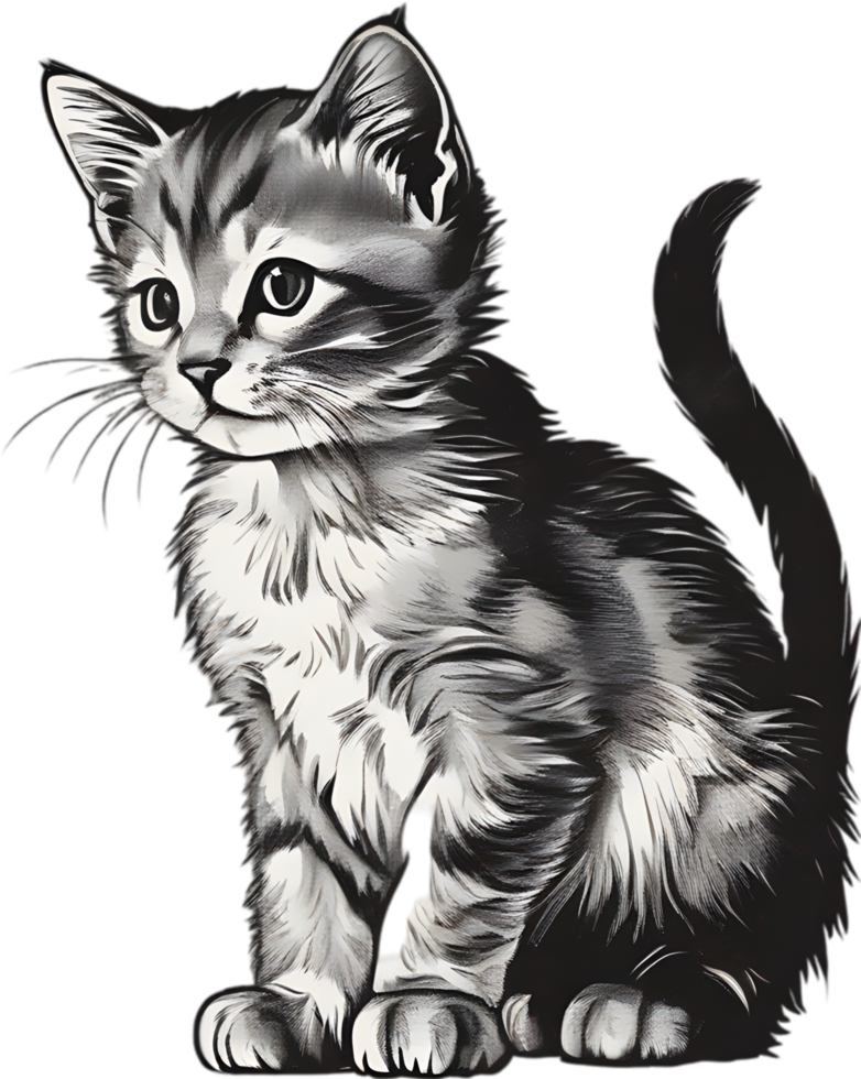 Close-up painting of a cute kitten. Ai Generate png