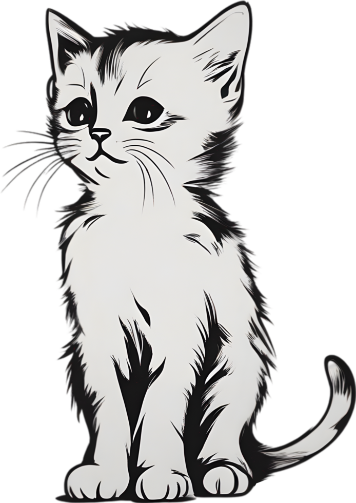 Close-up painting of a cute kitten. Ai Generate png