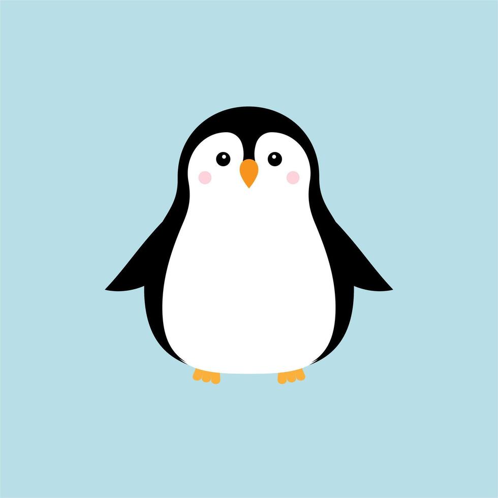 hand drawn flat baby penguin vector