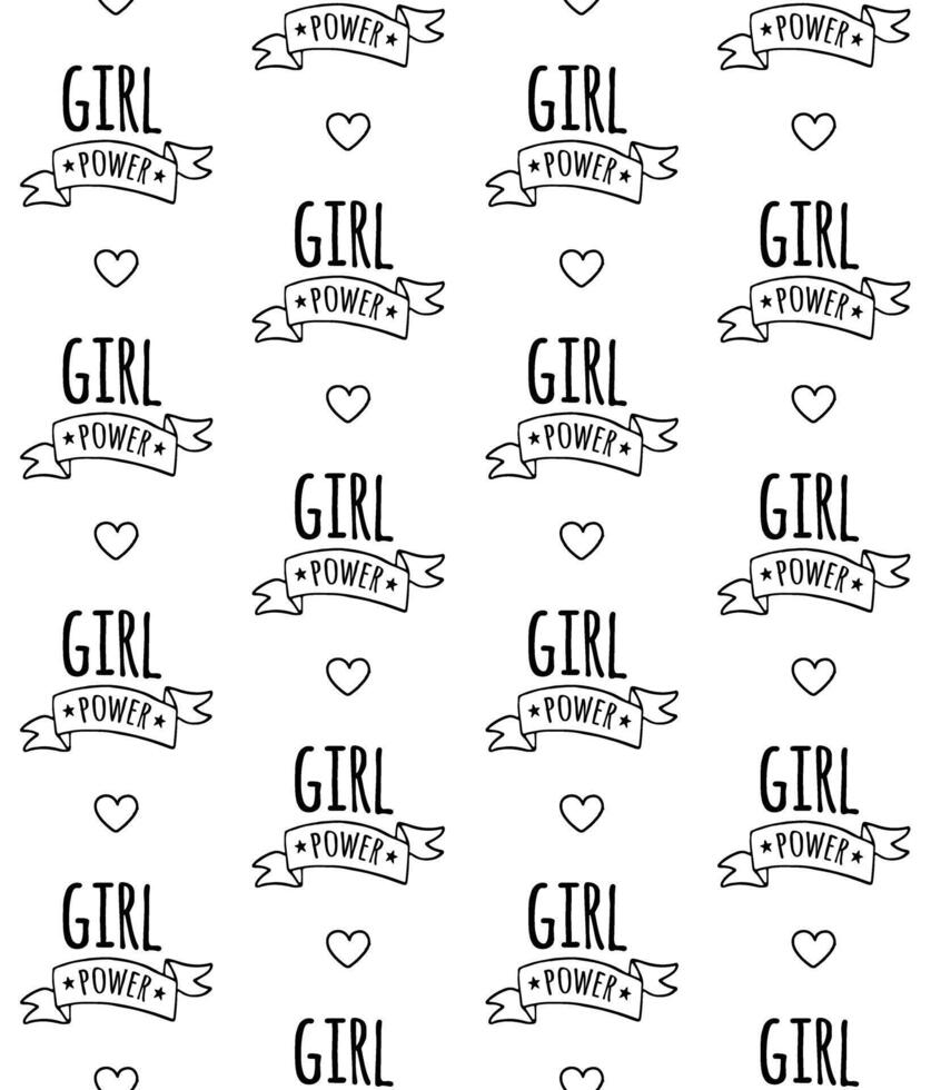 seamless pattern of girl power lettering vector