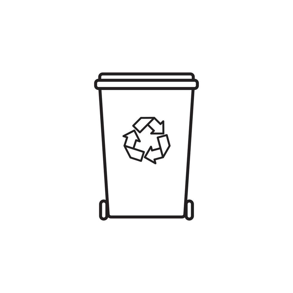 flat garbage can with recycle symbol vector